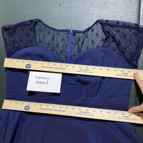 Torrid NWT Navy Blue Mesh Dot Inset Swing Dress Size 18 Sweetheart Retro Pin Up - Picture 8 of 13